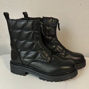 Black Quilted Leather Ankle Boots